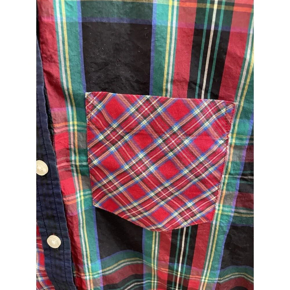 Vineyard Vines Womens Cotton Plaid Patch Shirt Sz 00 Color Block - Picture 5 of 11